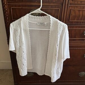 Kim Rogers White Lace Knit Cardigan